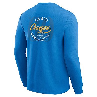 Men's Darius Rucker Collection by Fanatics Powder Blue Los Angeles Chargers Washed Waffle-Knit Long Sleeve T-Shirt