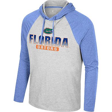 Men's Colosseum Heather Gray Florida Gators Hasta La Vista Raglan Hoodie Long Sleeve T-Shirt