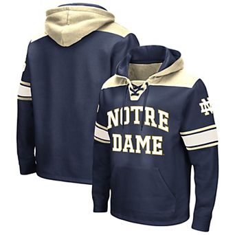 Men's Colosseum Navy Notre Dame Fighting Irish Big & Tall Hockey Lace-Up Pullover Hoodie