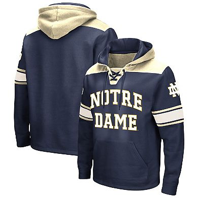 Men's Colosseum Navy Notre Dame Fighting Irish Big & Tall Hockey Lace-Up Pullover Hoodie