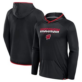 Men's Fanatics Black/Red Wisconsin Badgers Transitional Hoodie T-Shirt