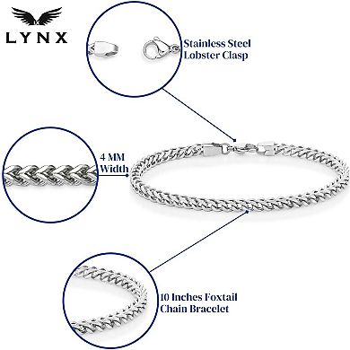 Men's LYNX Stainless Steel 4 mm Foxtail Chain Bracelet