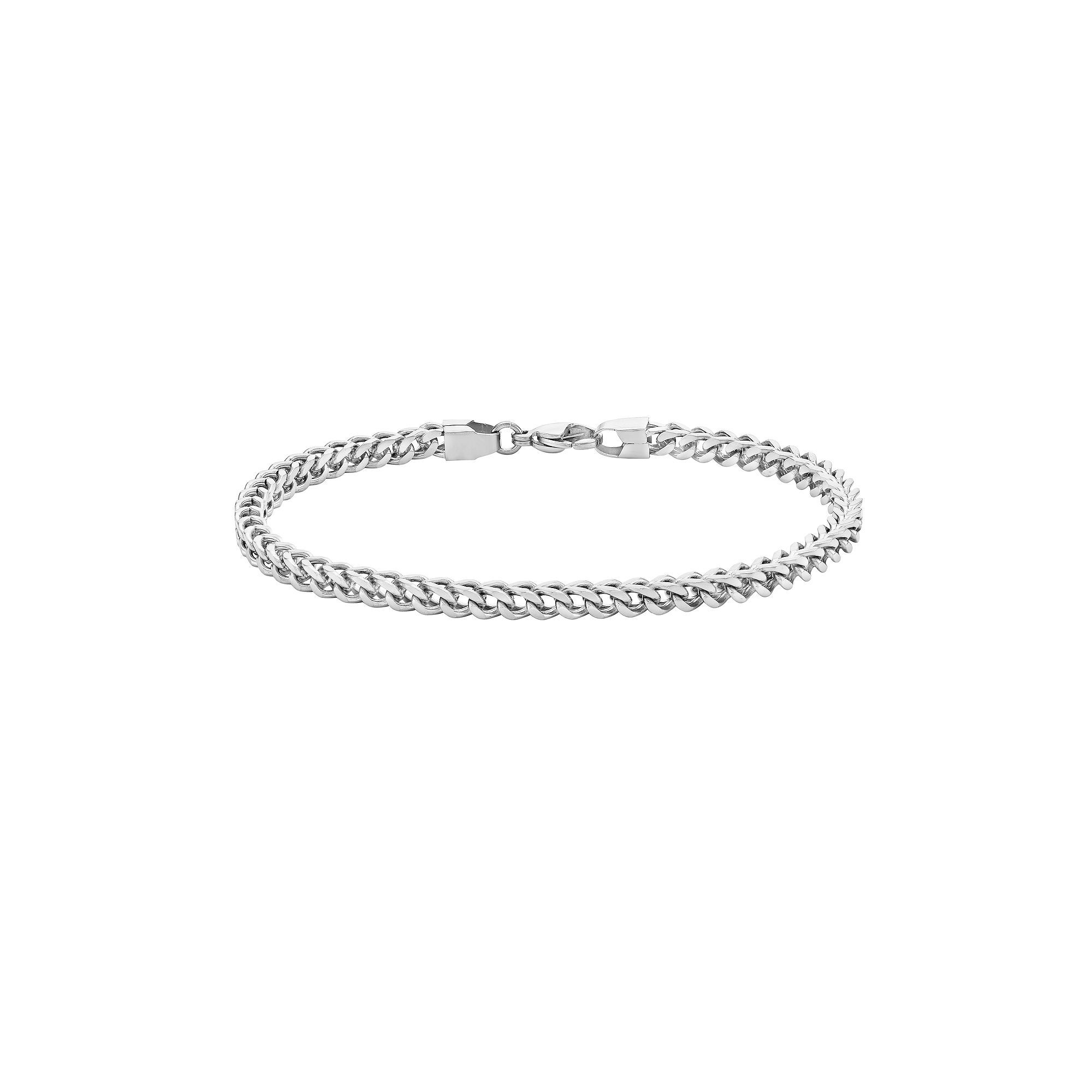 Mens LYNX Stainless Steel 4 mm Foxtail Chain Bracelet, Size: 9