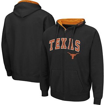 Men's Colosseum Black Texas Longhorns Arch & Team Logo 3.0 Full-Zip Hoodie