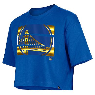 Women's New Era Royal Golden State Warriors Oversized Boxy Crop T-Shirt