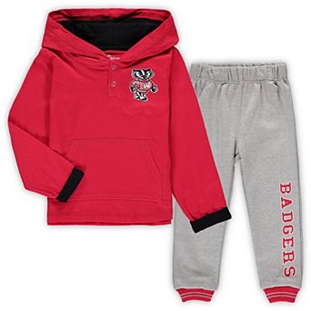 Toddler Colosseum Red/Heathered Gray Wisconsin Badgers Poppies Hoodie and Sweatpants Set