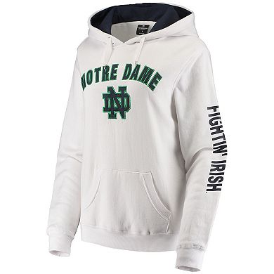 Women's Colosseum White Notre Dame Fighting Irish Loud and Proud Pullover Hoodie