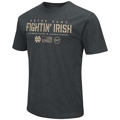 Men's Colosseum Heathered Black Notre Dame Fighting Irish OHT Military Appreciation Flag 2.0 T-Shirt