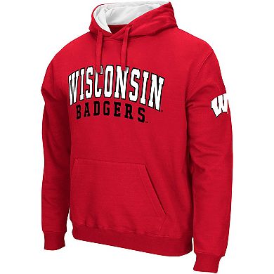 Men's Colosseum Red Wisconsin Badgers Double Arch Pullover Hoodie