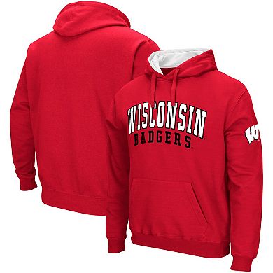 Men's Colosseum Red Wisconsin Badgers Double Arch Pullover Hoodie