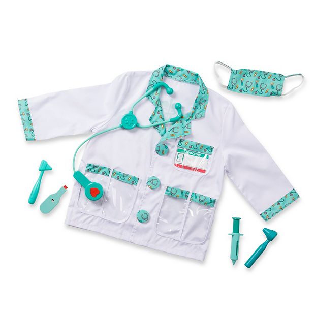 Dress Up America Kids Doctor Costume Set - Includes Scrubs, Coat, Hat, Mask & Stethoscope (Sizes Toddler 4 To XL)