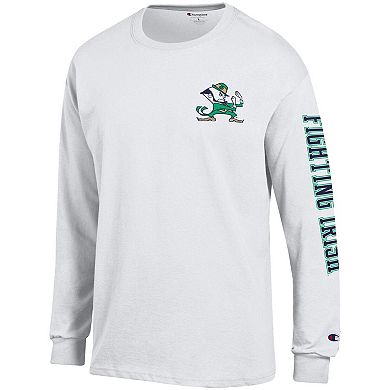 Men's Champion White Notre Dame Fighting Irish Team Stack 3-Hit Long Sleeve T-Shirt