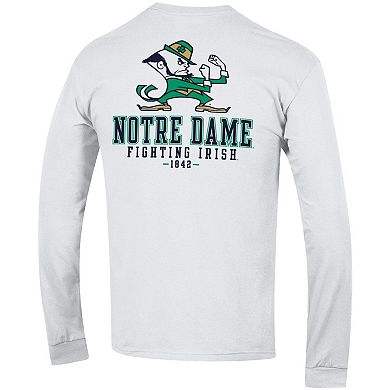 Men's Champion White Notre Dame Fighting Irish Team Stack 3-Hit Long Sleeve T-Shirt