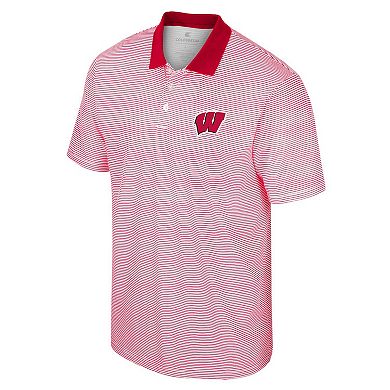 Men's Colosseum White/Red Wisconsin Badgers Print Stripe Polo