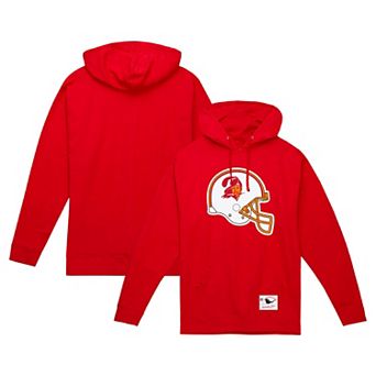 Men's Mitchell & Ness Red Tampa Bay Buccaneers Helmet Logo Vintage Pullover Hoodie