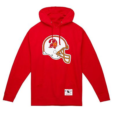 Men's Mitchell & Ness Red Tampa Bay Buccaneers Helmet Logo Vintage Pullover Hoodie
