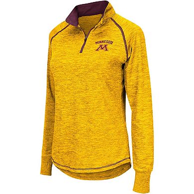 Women's Colosseum Gold Minnesota Golden Gophers Bikram Raglan Quarter-Zip Top