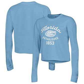 Women's Champion Blue Florida Gators Boyfriend Cropped Long Sleeve T-Shirt