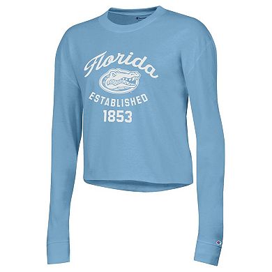 Women's Champion Blue Florida Gators Boyfriend Cropped Long Sleeve T-Shirt