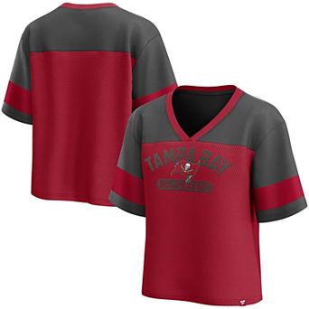 Women's Fanatics Red/Pewter Tampa Bay Buccaneers Homeschool Jersey Poly V-NeckFashion Top