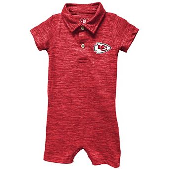 Infant Wes & Willy Red Kansas City Chiefs Short Leg Cloudy Yarn Polo Bodysuit