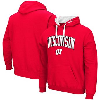 Men's Colosseum Red Wisconsin Badgers Big & Tall Arch & Logo 2.0 Pullover Hoodie