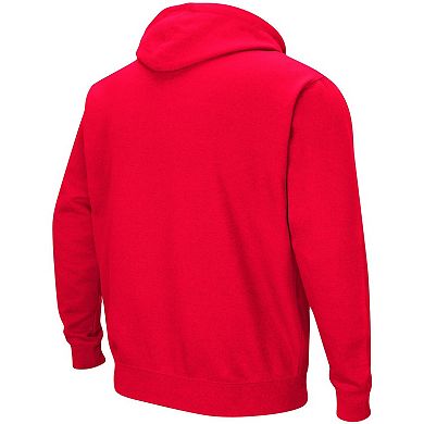 Men's Colosseum Red Wisconsin Badgers Big & Tall Arch & Logo 2.0 Pullover Hoodie