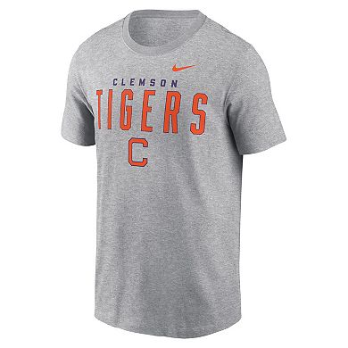 Men's Nike Heather Gray Clemson Tigers Campus 2-Hit Primary Mascot T-Shirt