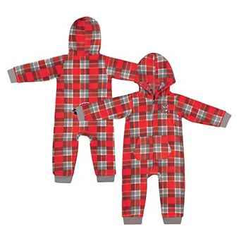 Infant Colosseum Red Wisconsin Badgers Full-Zip Plaid Hoodie Long Sleeve Jumper