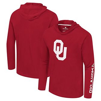 Men's Colosseum Crimson Oklahoma Sooners Logo Lockup Active Blend Long Sleeve T-Shirt Hoodie