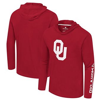 Men's Colosseum Crimson Oklahoma Sooners Logo Lockup Active Blend Long Sleeve T-Shirt Hoodie