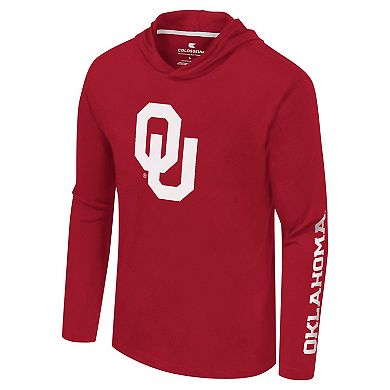 Men's Colosseum Crimson Oklahoma Sooners Logo Lockup Active Blend Long Sleeve T-Shirt Hoodie