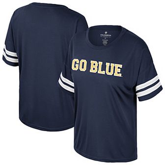 Women's Colosseum Navy Michigan Wolverines Treasure Oversized Sequin T-Shirt