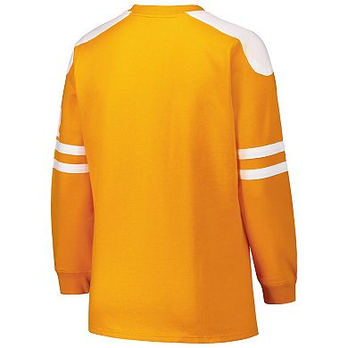 Women's Fanatics Tennessee Orange Tennessee Volunteers Plus Size Contrast Sleeve Fleece Pullover Sweatshirt