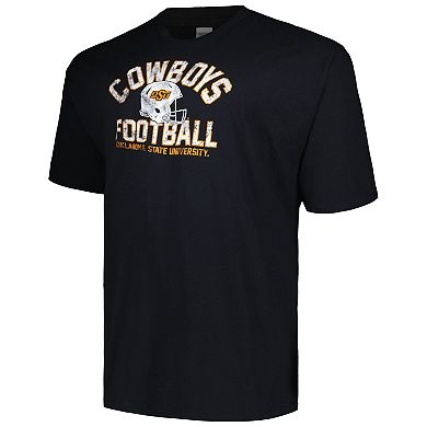Men's Champion Black Oklahoma State Cowboys Big & Tall Football Helmet T-Shirt