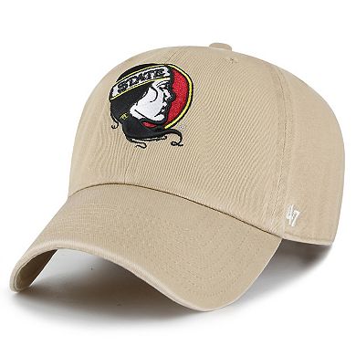 Men's '47 Khaki Florida State Seminoles Vault Clean Up Adjustable Hat