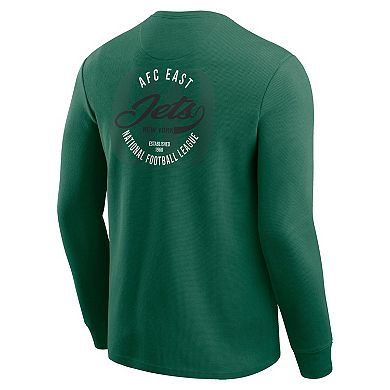 Men's Darius Rucker Collection by Fanatics Green New York Jets Washed Waffle-Knit Long Sleeve T-Shirt