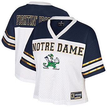 Women's Colosseum White Notre Dame Fighting Irish Treasure Cropped Football Jersey