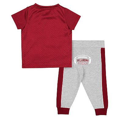 Infant Colosseum Crimson/Heather Gray Oklahoma Sooners Ka-Boot-It Jersey & Pants Set