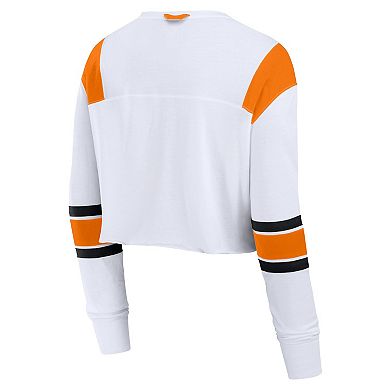 Women's Fanatics White Tennessee Volunteers Training Camp Cropped Long Sleeve V-Neck Fashion Top