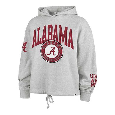 Women's '47 Heather Gray Alabama Crimson Tide High Hopes Long Sleeve Cropped Hoodie