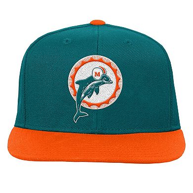 Youth Mitchell & Ness Aqua Miami Dolphins Team Two-Tone Snapback Hat
