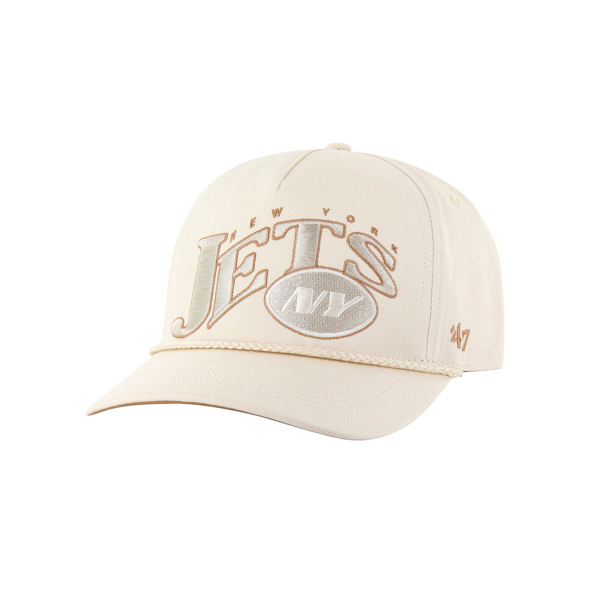 Mens 47 Natural New York Jets Wave Rope Hitch Adjustable Hat, Beige