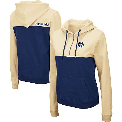 Women s Colosseum Gold Navy Notre Dame Fighting Irish Aidan Lightweight Half Zip Hoodie