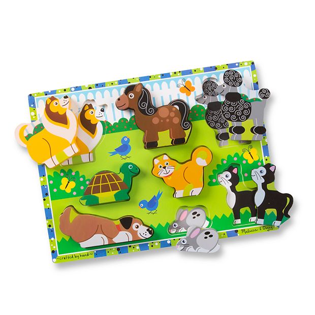 Melissa & Doug Pets Wooden Cube Puzzle With Storage Tray (16 pcs