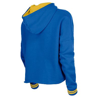 Women's New Era Royal Golden State Warriors Boxy Raw Edge Pullover Hoodie