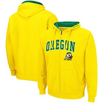 Men's Colosseum Yellow Oregon Ducks Arch & Logo 3.0 Full-Zip Hoodie
