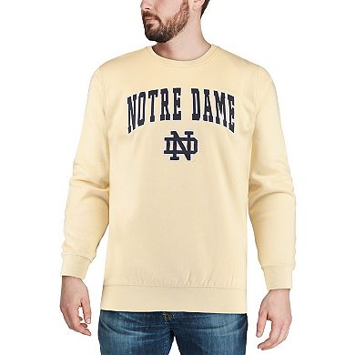 Men's Colosseum Gold Notre Dame Fighting Irish Arch & Logo Crew Neck Sweatshirt