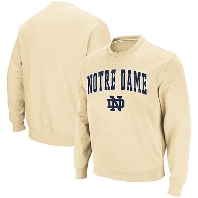 Men's Colosseum Gold Notre Dame Fighting Irish Arch & Logo Crew Neck Sweatshirt