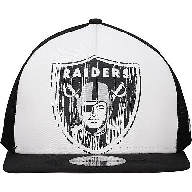 Men's New Era White/Black Las Vegas Raiders Distressed 9FIFTY A-Frame Snapback Hat